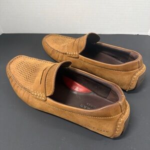 Cole Haan Grand Laser Penny Driver Men’s 9M Brown Perforated Slip-On Loafers